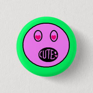 CUTE Hart Ogen Emoji Pastel Pixel Art Knop Ronde Button 3,2 Cm