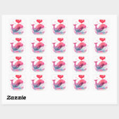 Cute Hart Roze Walvis Valentijn Vierkante Sticker (Vel)