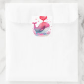 Cute Hart Roze Walvis Valentijn Vierkante Sticker (Tas)