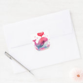 Cute Hart Roze Walvis Valentijn Vierkante Sticker (Envelop)