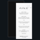 Cute Hart Zwart en Wit Eenvoudig Huwelijk Menu<br><div class="desc">Moderne trouwmenu met een eenvoudig en minimalistisch ontwerp in zwart en wit met het woord "menu" in een elegante typografie en een cute hart aan het einde.</div>