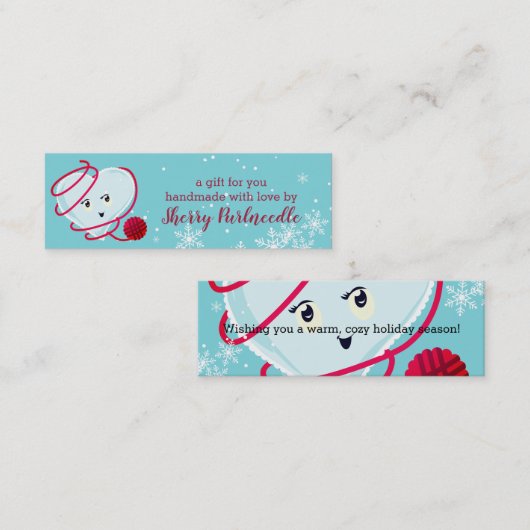 Cute hartbreits haakwerk Kerstmis vanaf Mini Visitekaartje (Voorkant / Achterkant)