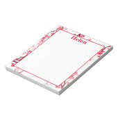 Cute harten rood en wit notitieblok (Linkerzijde)