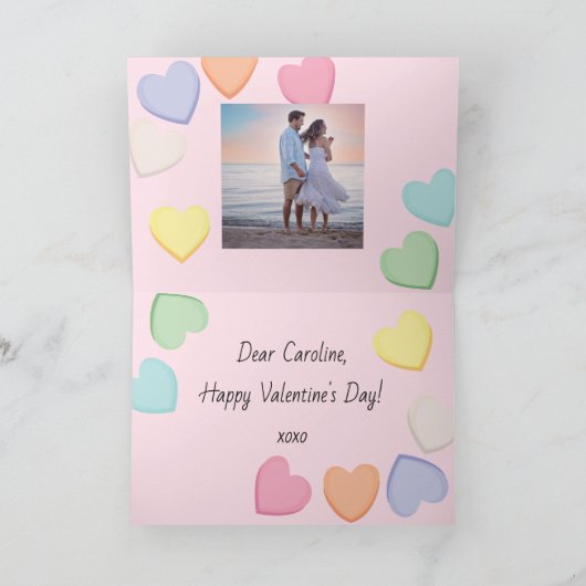 Cute harten snoep roze Valentijnsdag Feestdagen Kaart (Binnen)