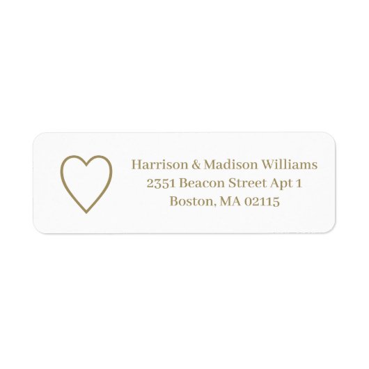 Cute hartgoud, wit, Return Address Label (Voorkant)
