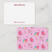 Cute Hartpatroon Cupido Boog Pijl Valentijnsdag Notitiekaartje (Voorkant / Achterkant)