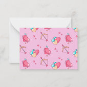 Cute Hartpatroon Cupido Boog Pijl Valentijnsdag Notitiekaartje (Achterkant)
