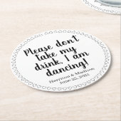 Cute harts aangepaste zwarte tekstnamen datum brui ronde kartonnen onderzetter (Gebogen)