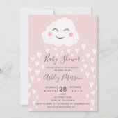 Cute harts cloud illustratie roze baby shower kaart (Voorkant)