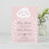Cute harts cloud illustratie roze baby shower kaart (Staand voorkant)
