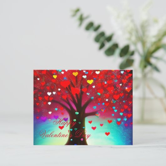 Cute harttree valentijn briefkaart (Staand voorkant)
