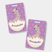 Cute hatching baby ostrich cartoon illustration badge (Voor- en achterkant)