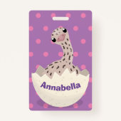 Cute hatching baby ostrich cartoon illustration badge (Achterkant)