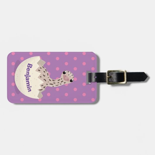 Cute hatching baby ostrich cartoon illustration bagagelabel (Voorkant horizontaal)