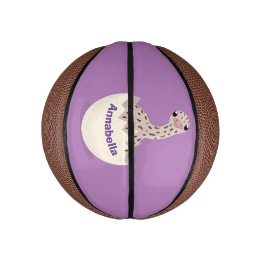 Cute hatching baby ostrich cartoon illustration basketbal (Verticaal)