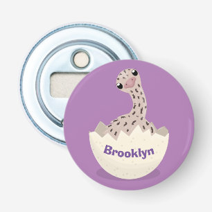 Cute hatching baby ostrich cartoon illustration button flesopener