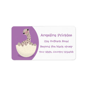 Cute hatching baby ostrich cartoon illustration etiket