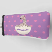 Cute hatching baby ostrich cartoon illustration golfheadcover (Voorkant)