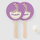 Cute hatching baby ostrich cartoon illustration handwaaier (Voorkant en achterkant)