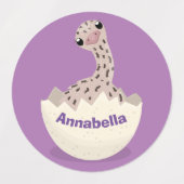 Cute hatching baby ostrich cartoon illustration labels (Design 2)