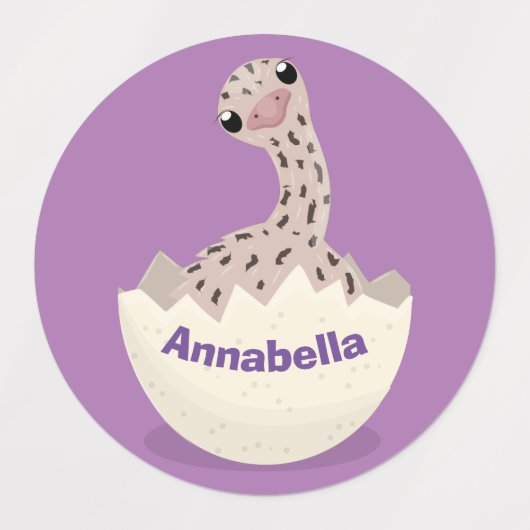 Cute hatching baby ostrich cartoon illustration labels (Design 2)