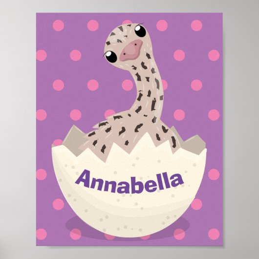 Cute hatching baby ostrich cartoon illustration poster (Voorkant)