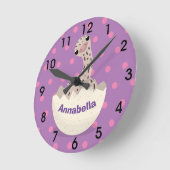 Cute hatching baby ostrich cartoon illustration ronde klok (Hoek)