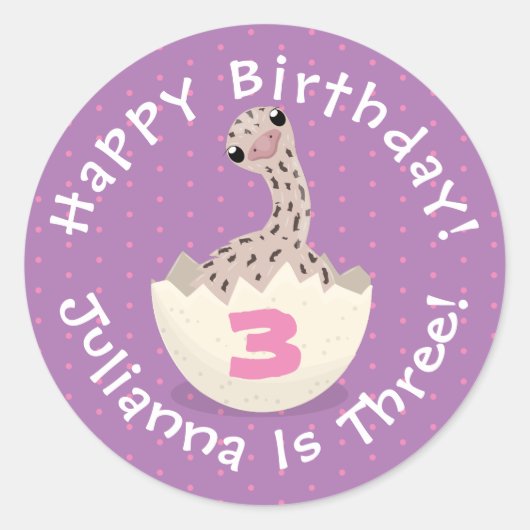 Cute hatching baby ostrich cartoon illustration ronde sticker (Voorkant)