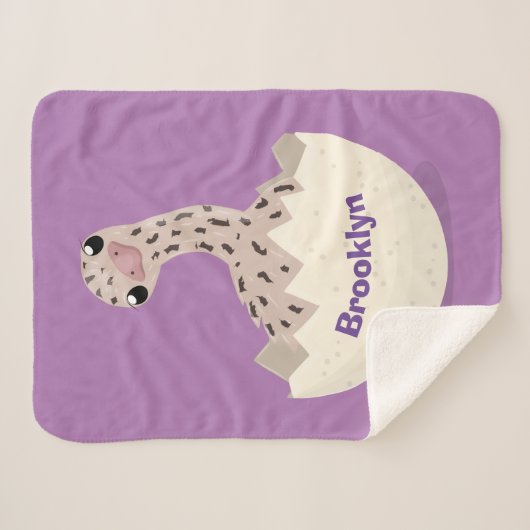 Cute hatching baby ostrich cartoon illustration sherpa deken (Voorkant (horizontaal))