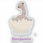 Cute hatching baby ostrich cartoon illustration sticker (Voorkant)