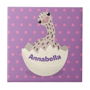 Cute hatching baby ostrich cartoon illustration tegeltje