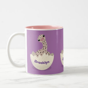 Cute hatching baby ostrich cartoon illustration tweekleurige koffiemok