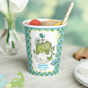 Cute Hatching Dino Baby Shower Papieren Bekers