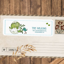 Cute Hatching Dino Baby Shower Retouradres 