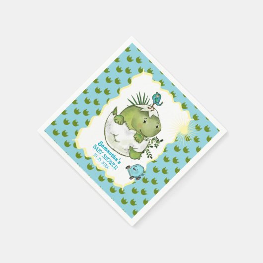 Cute Hatching Dino Baby Shower Servet (Hoek)