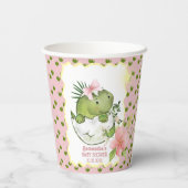 Cute Hatching Dino Girl Baby Shower Paper Cups Papieren Bekers (Achterkant)