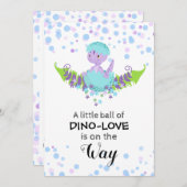 *~* Cute Hatching Dinosaur Baby shower Invitation Kaart (Voorkant / Achterkant)