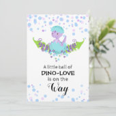*~* Cute Hatching Dinosaur Baby shower Invitation Kaart (Staand voorkant)