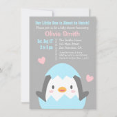 Cute Hatching Penguin Baby Shower Invitations Kaart (Voorkant)