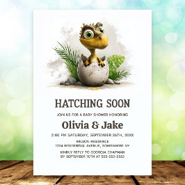 Cute Hatching Soon Dinosaur Baby Shower Invitation Kaart