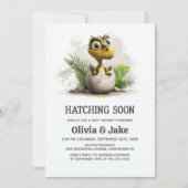 Cute Hatching Soon Dinosaur Baby Shower Invitation Kaart (Voorkant)