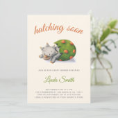 Cute Hatching Soon Dinosaur Baby Shower Kaart (Staand voorkant)