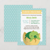 Cute Hatching Turtle Boy Baby Shower Invitations Kaart (Voorkant / Achterkant)
