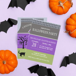 Cute Haunted House Halloween Invitation Kaart