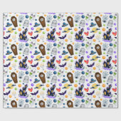 Cute Haunted House Halloween Pattern Cadeaupapier (Vlak)