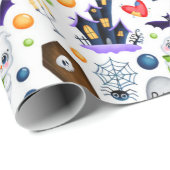 Cute Haunted House Halloween Pattern Cadeaupapier (Rol Hoek)