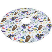 Cute Haunted House Halloween Pattern Kerstboom Rok (Gekanteld)