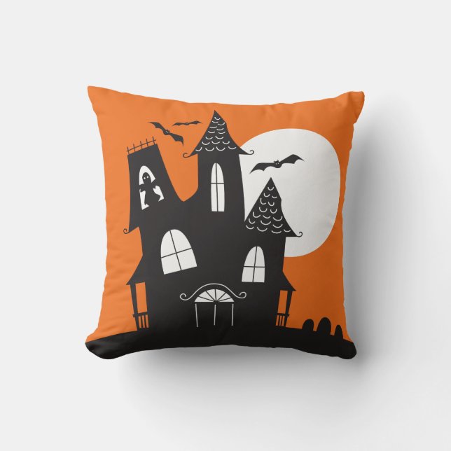 Cute Haunted House Halloween Sierkussen (Voorkant)