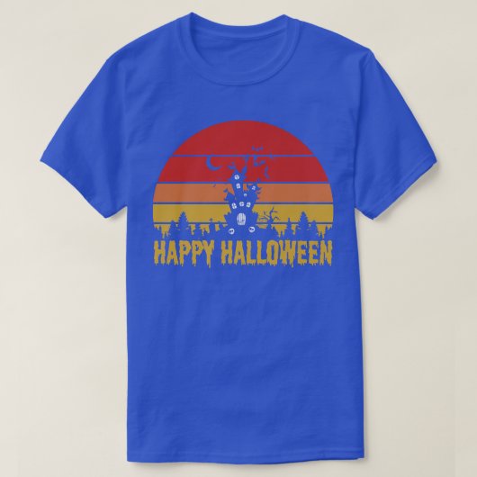 Cute Haunted House Happy Halloween Sunset T-shirt (Design voorkant)