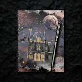 Cute Haunted House | Spooky Full Moon Trees Bats Notitieboek